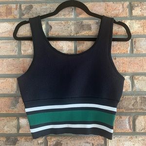 J.O.A. stretchy black and green crop top